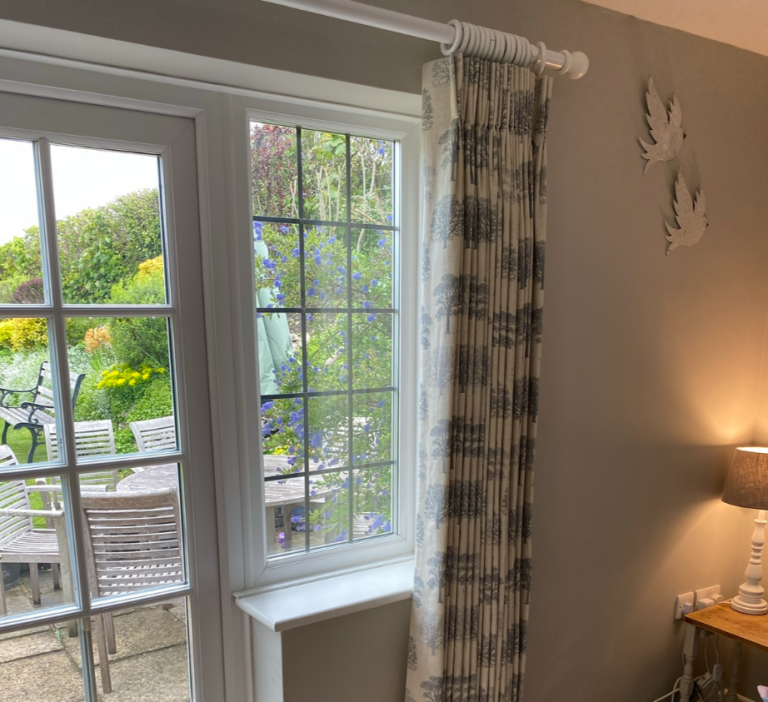 Double pleat sill length curtains