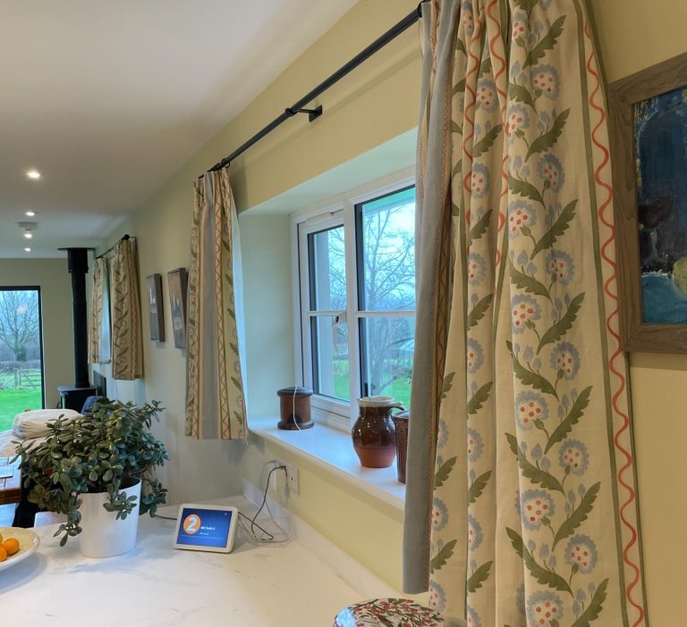 Double pleat sill length curtains